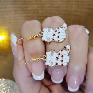 WRAPPED IN LOVE CAT CHARM DROP EARRINGS